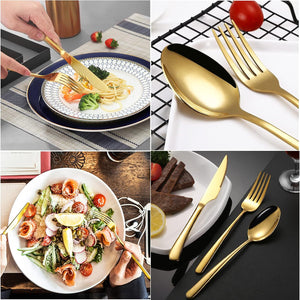 Coffret premium - Set de 24 couverts durables, résistants à la rouille  (Dernières pièces restantes - Stock très limité)