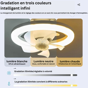 Ventilateur et Lampe intelligente 3 en 1 - rafraichissant, multi-led réglable - réduit la facture d'électricité (EN PROMOTION - Stock très limité) SN